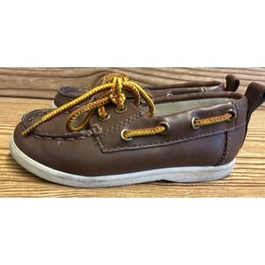 Gap Toddler Boy Brown Leather‎ Slip-On Boat Shoes Sneakers Size US 7